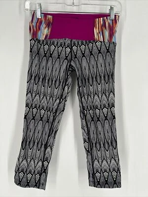 PrAna Mujer Capri Leggings Talla XS Correr Senderismo Ciclismo Negro Blanco Estampado Foto 1 de 4