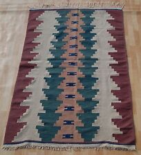 HOME DECORATIVE RUG TURKISH HAND WOVEN 20+ RECTANGLE GREEN WOOL AREA RUG 4X6ft