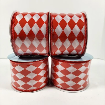 40 Yards Wire Edged Ribbon 2.5" Wide Red Christmas Expressions 10 Yrds x 4 Lot - Image 1 of 4