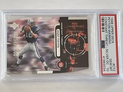 1998 Peyton Manning /1000 UD Constant Threat DC Silver RC #CT2 PSA 10 Pop 14 - Image 1 of 4