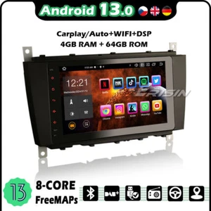8-Kern Android 13 Autoradio CarPlay Navi DAB+ Mercedes C/CLK/CLC-Klasse W203 64G - Bild 1 von 18