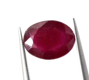 Natural Ruby Faceted Oval Cut Dark Pinkish Red Color Loose Gemstone 1.95 Ct - Picture 1 of 11