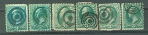 USA Early 6 X 3c Green Washington Fancy TARGET cancel Lot#a2368 - Picture 1 of 1