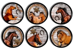 Rustic Brown Horse Cabinet Knobs Equestrian Western Bay Chestnut Drawer Pulls - Picture 1 of 4