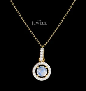 14K Gold  VS/F-G Diamond Necklace Available in Opal Moonstone Turquoise (1 Pc) - Picture 1 of 12