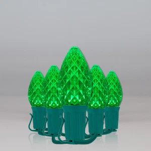 50 C7 OptiCore Shatterproof LED Christmas Lights Faceted Finish, Green Wire 50ft - Picture 1 of 53