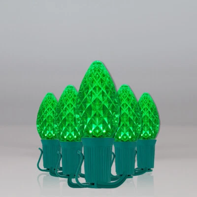50 C7 OptiCore Shatterproof LED Christmas Lights Faceted Finish, Green Wire 50ft - Image 1 of 4