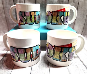 Sudoku Puzzle Taza de Café Colorido 22 oz 2006 Sherwood Brands Juego de 4 juegos - Imagen 1 de 7