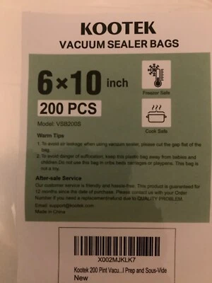 Vacuum Sealer Bag 200 Pint 6x10 Inch Commercial Grade Food Saver Bags Seal Meal - Image 1 of 2