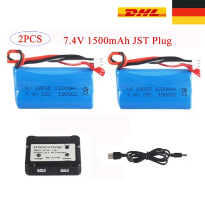 2 x Li-Ion Akku 7.4V 1500mAh Batterie JST RC Helikopter F645 MJX F-45 Revell - Bild 1 von 4