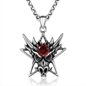 Men Silver Goat Head Pendant Necklace Chain Gothic Retro Rock Biker Jewelry Gift - Picture 1 of 6