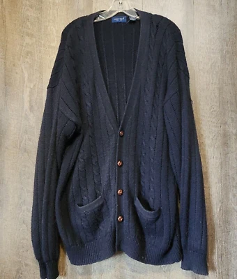TownCraft Cardigan Sweater Men Size XLT Blue-Acrylic Button-Front Pocket Vintage - Image 1 of 4