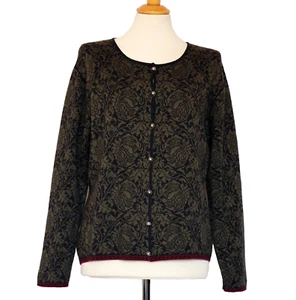 Oleana Strickjacke Espeland Wolle Seide oliv schwarz Größe XL - Bild 1 von 6