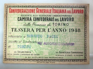 KARTE CGIL FERROTRANVIERI TURIN 1948 - Bild 1 von 2