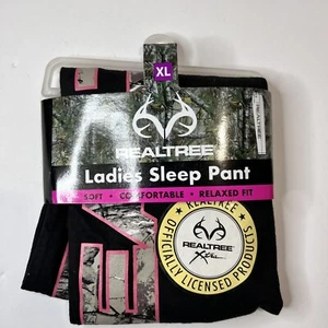 Realtree Damen Schlafhose schwarz mit Camouflage Schriftzug XL - Bild 1 von 2