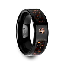 HELSING Black Ceramic Ring with Black and Orange Carbon Fiber and Orange Padpara