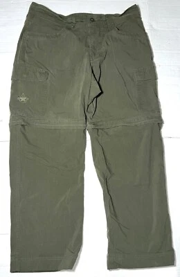 Boy Scouts Uniform Green Cargo Convertible Switchback Zip Off Shorts Pants 34 - Image 1 of 4