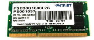 Patriot 8GB PC3-12800-CL11 DDR3-1600MHz Laptop Memory PSD38G1600L2S - Picture 1 of 5