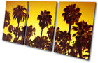 Palm Trees Silhouette Sunset Seascape TREBLE CANVAS WALL ART Picture Print