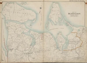 1909 HUNTINGTON LLOYD NECK NORTHPORT EATON NECK NEW YORK ATLAS MAP PLAT - Picture 1 of 2