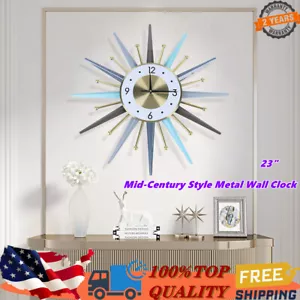 Simple Nordic Vintage Style Mid Century Starburst Wall Clock Wall Watch Decor - Picture 1 of 15
