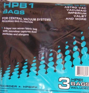 Vacumaid HPB1 Staubsaugerbeutel 3er Pack Gewebefilter HPB1PK AstroVac Imperium Valet - Bild 1 von 3