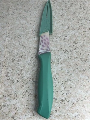"Cuchillo de cocina Santoku edición especial FIESTA 4"" hoja con funda verde aguamarina DEFECTUOSO" Foto 1 de 4