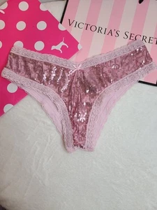 VTG VS Sexy Little Things Sequin Bling Cheeky Panty Size Lg Pink - Picture 1 of 6