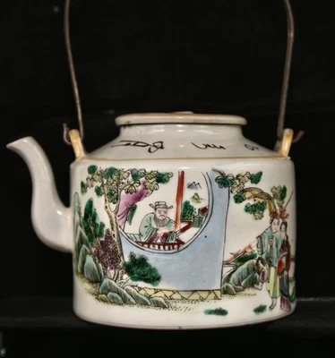 Beautiful Antique Chinese Hand Painted Famille Rose Porcelain Teapot Dated 1919 - Image 1 of 4