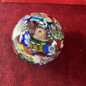 Vtge Italian Murano Millefiori Scramble End Of Day Glass Paperweight Unique F/S - Picture 1 of 9