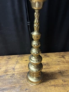 Vintage groß gestapelt Kugel traditionell gedrechselt Messing Kerzenständer Halter 18" - Bild 1 von 5