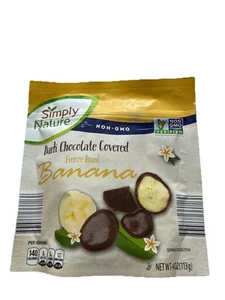 Plátanos liofilizados cubiertos de chocolate oscuro Simply Nature no transgénicos 4 oz - Imagen 1 de 5