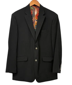 Robert Graham Men's Black Wool Blazer Sport Coat Colorful Paisley Lining Size 40 - Picture 1 of 15