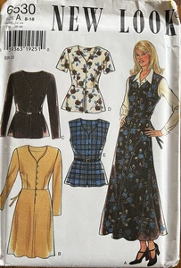 Simplicity NEW LOOK 6530 Jumper Dress, Peplum Top Vest sewing pattern 8-18 UNCUT - Picture 1 of 2