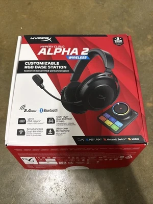 HyperX Cloud Alpha 2 - Auriculares inalámbricos para juegos (negro) con estación base RGB Foto 1 de 3
