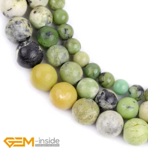 Natural Green Turquoise Gemstone Round Loose Beads For Jewelry Making Strand 15" - Picture 1 of 30