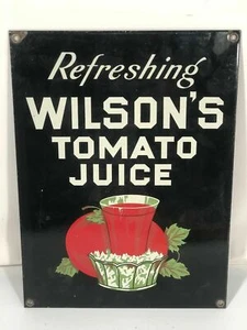 Wilson's Tomato Juice Vintage Ande Rooney Porcelain Enameled Ad Sign Made In USA - Picture 1 of 10