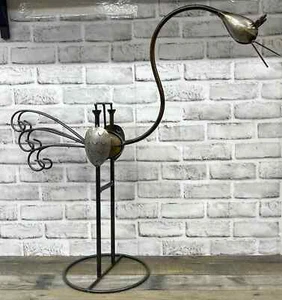 Kinetic Welded Metal 28" x 30" Rocking Bird Statue Garden Yard Porch Deck Art - Picture 1 of 5