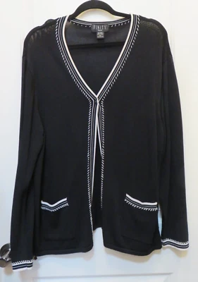 SUÉTER CÁRDIGAN FINTY MANGA LARGA NEGRO BLANCO TALLA 3X ELEGANTE Foto 1 de 4