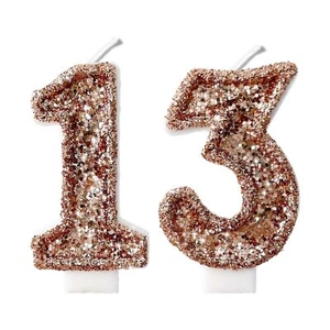 2.8" Rose Gold Glitter Number Candlesmany Colors 13rd 31st Birthday Gifts Birthd - Picture 1 of 8