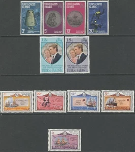 TURKS & CAICOS Sc#259-262, 286-287, 391-395 (p.12) 1973-79 Three Sets OG MH & NH - Picture 1 of 1
