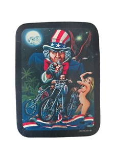 UNCLE SAM USA PATRIOT MORALE BIKER MC SEW ON LEATHER PATCH 4 X 3 INCH - Afbeelding 1 van 3
