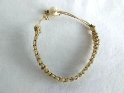 Tobillera Macramé Natural Trenzado Cáñamo Ajustable Unisex 10" Boho Chic Vendedor de EE. UU. Nuevo Foto 1 de 4