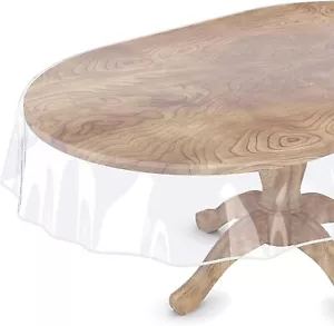 Clear Oval Table Cover Protector 60 x 90 Inches Oval Shape Plastic Transparen... - Picture 1 of 2