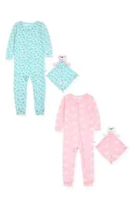 Baby’s Sleep On It $56 Four-Piece Zip-Up Pajamas & Buddy Blankies Set NWT - Picture 1 of 2