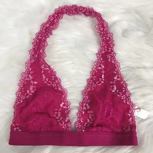 NEU FREE PEOPLE INTIMATE Rosa Jakobsmuschel Spitze Neckholder Top Elle BH Bralette Gr. XS - Bild 1 von 7