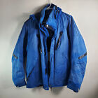 Descente Mens Performance Ski Jacket Small Blue Hooded Full Zip Insulated