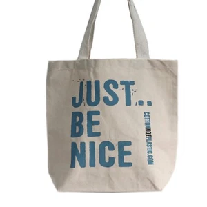 Tote Bag 100% Cotton - Just Be Nice - Colorful - Fast Free Delivery - Picture 1 of 5