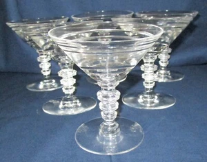 6 ANTIQUE HAWKES AMERICAN BRILLIANT CUT GLASS BANDED STEMMED CHAMPAGNE SHERBETS - Picture 1 of 4
