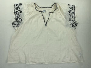 NUEVO CON ETIQUETAS Camisa Antigua Azul Marino Para Mujer Marfil S/S Campesina Talla XXL Cottagecore - Imagen 1 de 13